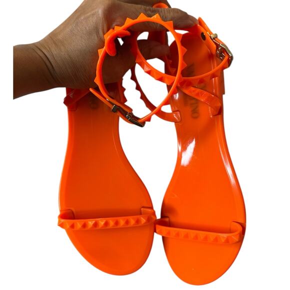 Valentino Garavani Rockstud Jelly Ankle Strap sandals Orange size 37 pre loved - Picture 8 of 9